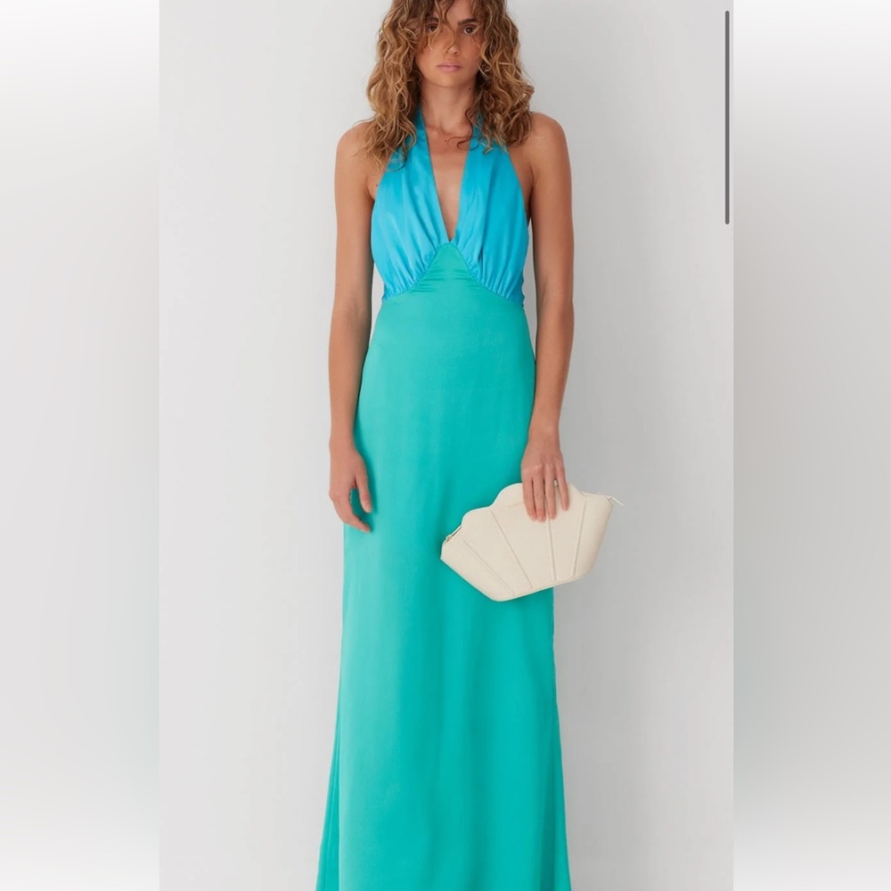 The wolf gang Oahu Slip dress in aquamarine! Size medium. Only worn once